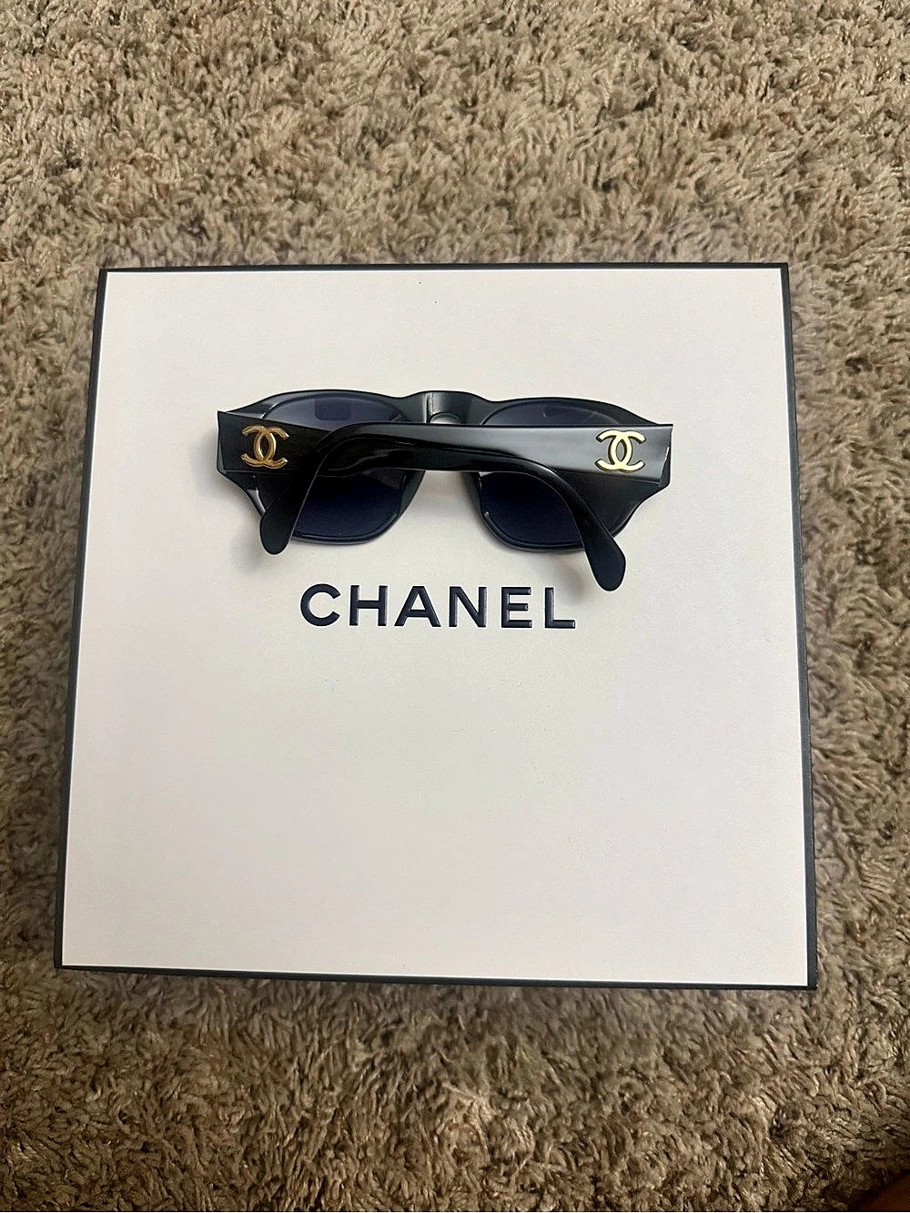 Chanel Square Sunglasses 5435 C.622/S6 Black Sunglasses Like New - Picture 3 of 5